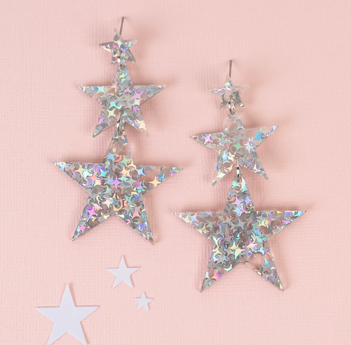 Silver AB Star Earrings