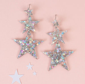 Silver AB Star Earrings