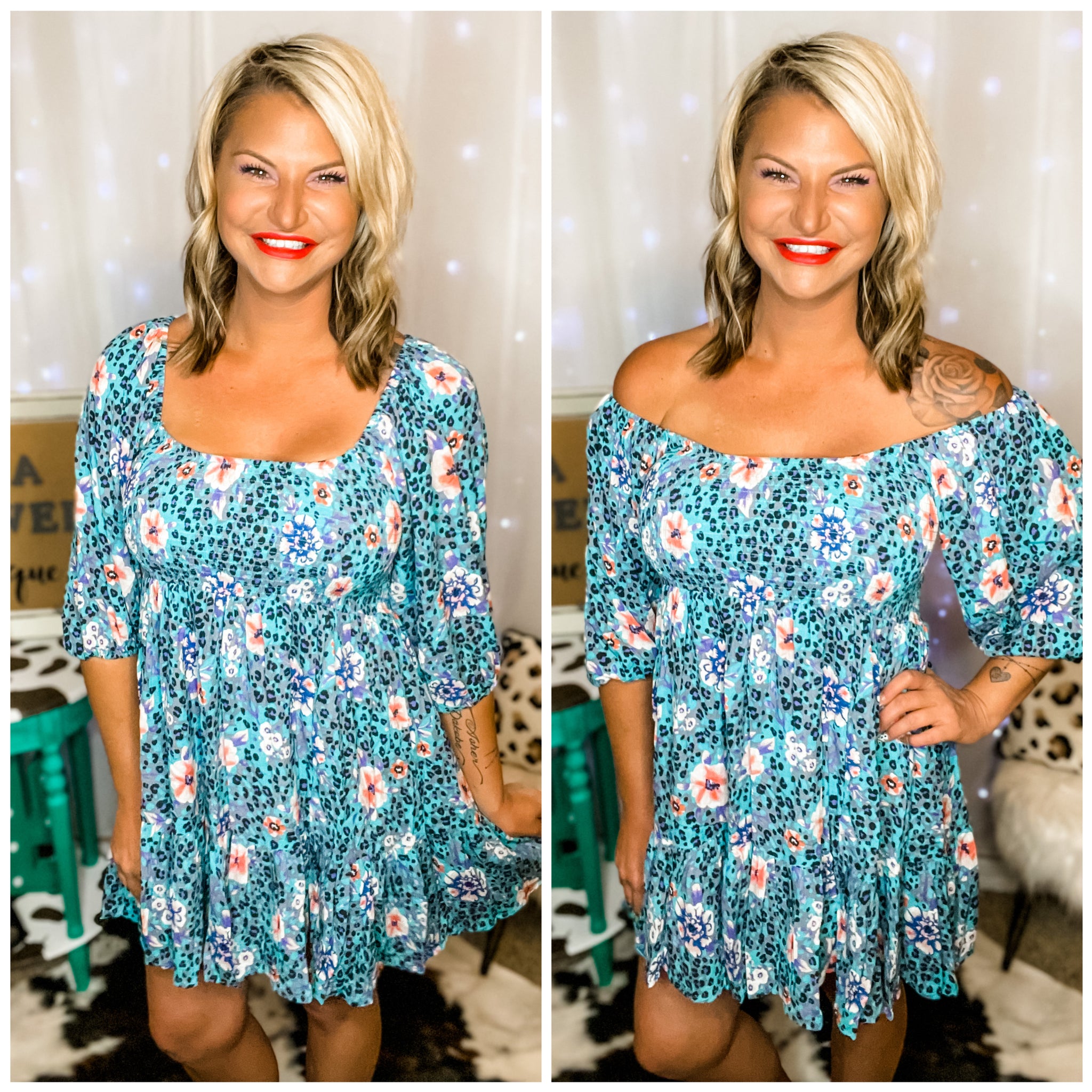 Turquoise Floral 2 Way Dress